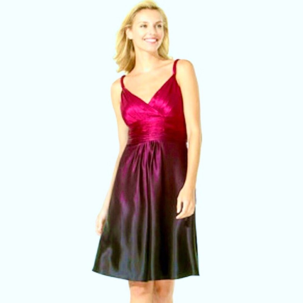 100% Silk Purple Pink Unicorn Ombré Dress 6P